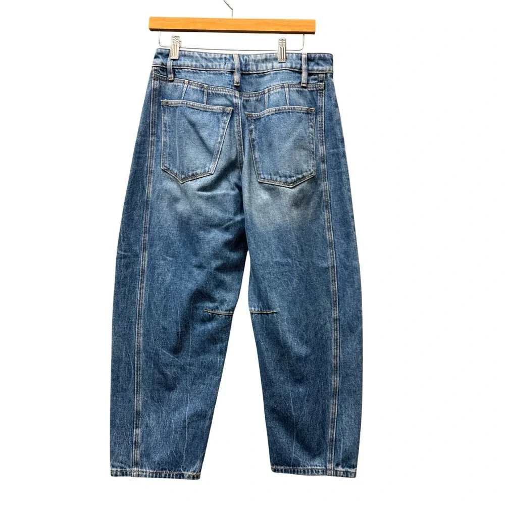 Rivete Barrel Jeans Womens 27 Petite 27P (29x25) Blue High Rise Denim Boho Crop